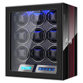 LELTNSOU Watch Winder for 9 Winding Spaces Automatic Watches, Ultra-Quiet Japanese Motors, Built-in LED Illumination and LCD Touchscreen Control