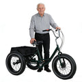 Masiunoz 20 Inch Snow Fat Tire Trike - 7 Speed Adult 3 Wheel Bicycle, Big Wheel Tricycle with Rear Cargo Basket, 450lb Capacity, Dual Disc Brakes, Comfort Seat for Seniors