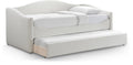 Meridian Furniture ArloCream-T Arlo Collection Modern | Contemporary Twin Daybed with Rich Cream Boucle Fabric, Twin Trundle, 82.5" W x 43.5" D x 32" H, Cream
