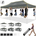 HOTEEL 10x20 Heavy Duty Pop up Canopy Tent with 6 Sidewalls, Easy Setup Outdoor Commercial Instant Gazebo for Parties Wedding Event, with Roller Bag & Sand Bags, Gray(Hexagonal Frame)