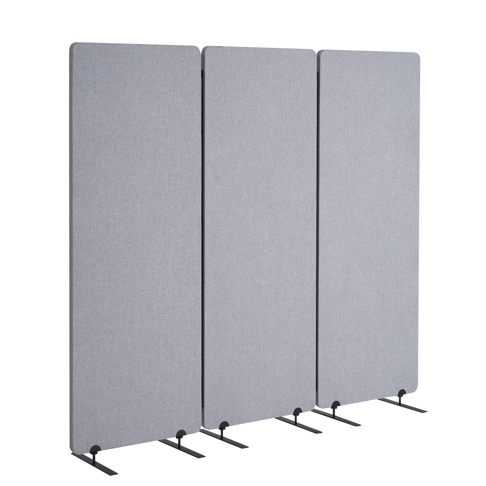 VEVOR 2FT Room Divider, 3 Panel PET Polyester Soundproof Room Screen, Folding Privacy Divider Portable Partition Divider for Room Separation, Freestanding Room Partitions for Office Study, Grey