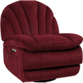 EONIX Dual Motor Power Swivel Rocker Recliner Chair for Living Room, Power Adjustable Backrest and Extended Footrest, Shell Shape Recliner Chair with USB Charging Ports, SXXY004021, Burgundy