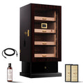 Woodronic Cigar Cabinet Humidor for 200-250 Cigars with Accessory Drawer, Crystal Humidifiers, USB Cables for Electric Humidifiers, Lock & Keys and Spanish Cedar Lining, Home & Commercial Display