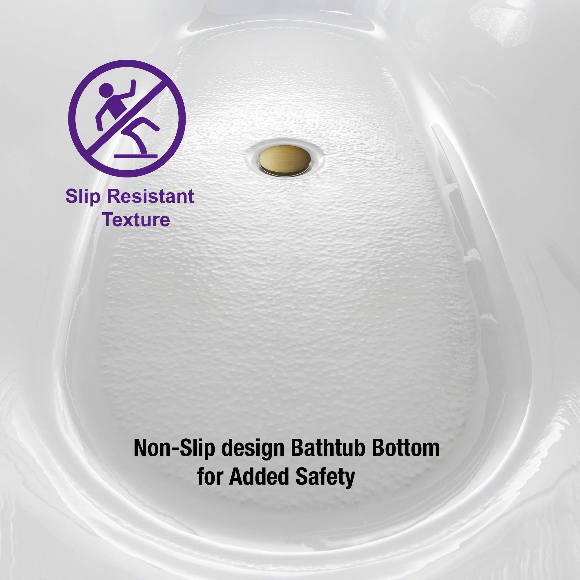 WOODBRIDGE 59" Freestanding White Acrylic Soaking Bathtub with Brushed Gold Drain and Overflow,BTA1514 -BG-Drain &O