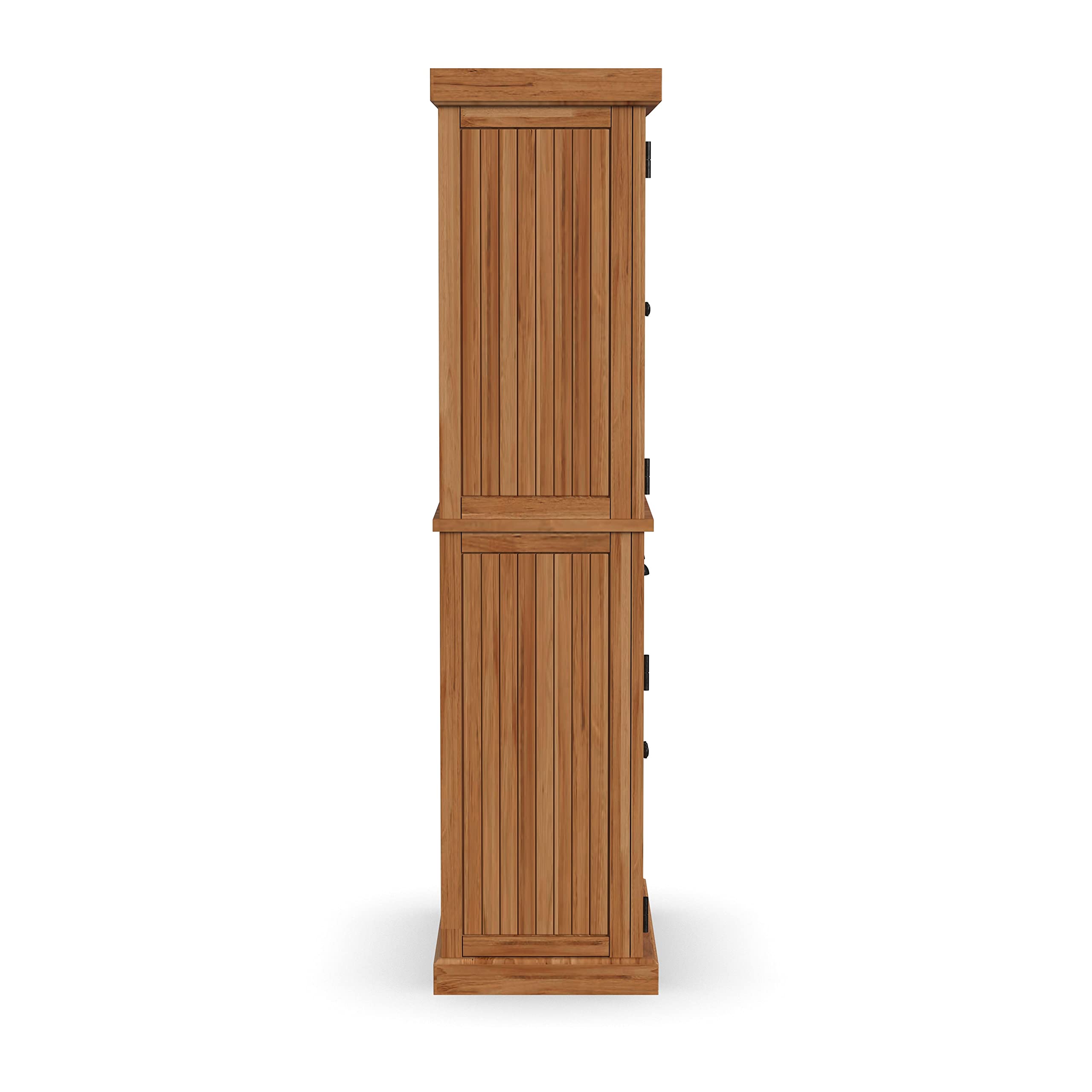 Homestyles Nantucket Natural Wood Pantry with Four Doors