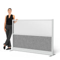 Stand Up Desk Store Expanse Modular Wall | 70'' x 48'' Wall | Expandable Partition Room Divider with Rearrangeable Frosted Acrylic & Sound Absorbent Wide Panels (Silver Frame)