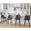 Coolazy Counter Height Bar Stools Set of 4,360° Swivel Faux Leather Barstools with High Back 26" H Seat Height (Faux Leather-Grey, 4 Pieces - 26" Counter Height)