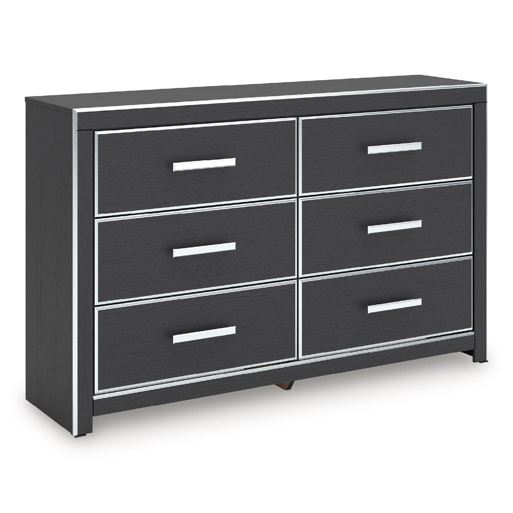 Signature Design by Ashley Ravalori Contemporary 6-Drawer Dresser with Wood Finish, Black