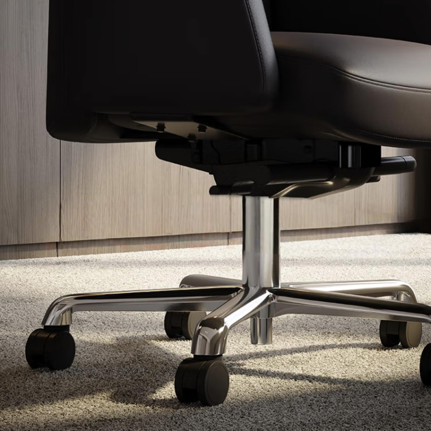 FURIJING Genuine Leather Office Desk Chair with High Back Aluminum Swivel Base Ergonomic Synchro-Tilt Reclining Mechanism Real Leather Executive Chair-Light Beige