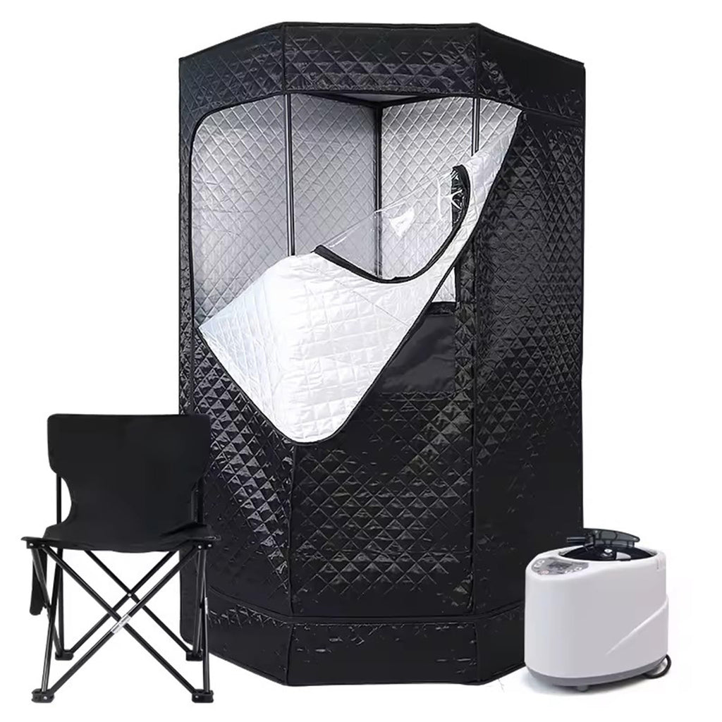 guoyjmm Portable Sauna,Pentagon Sauna Tent, Sauna Box, Personal Steam Sauna Room, Home Sauna Spa with 2.6L Steam Generator, Remote Control, Timer, Folding Chair