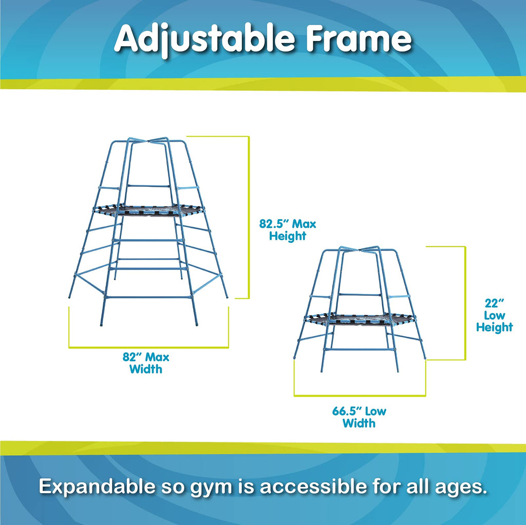 Explorer 2 Jungle Gym Climbing Set with Adjustable Steel Frame, Weather-Resistant Canopy & Platform, Outdoor Playset and Playground Equipment for Kids Ages 3-12, 220 lbs Capacity