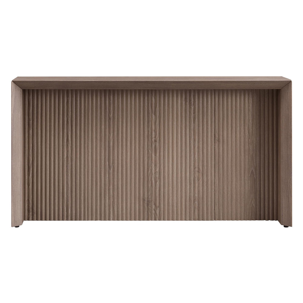 Henn&Hart 56" Fluted Wooden Rectangular Console Table Ribbed Entryway Table, Sofa Table for Entryway, Living Room, Couch, Hallway, or Office, Weathered Gray