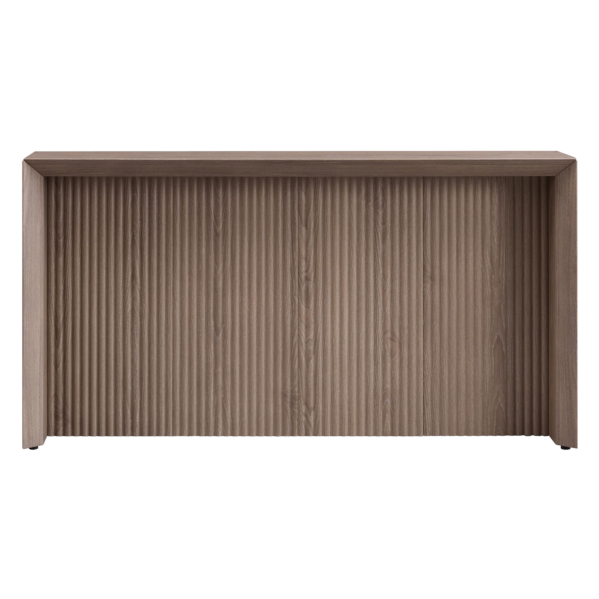 Henn&Hart 56" Fluted Wooden Rectangular Console Table Ribbed Entryway Table, Sofa Table for Entryway, Living Room, Couch, Hallway, or Office, Weathered Gray