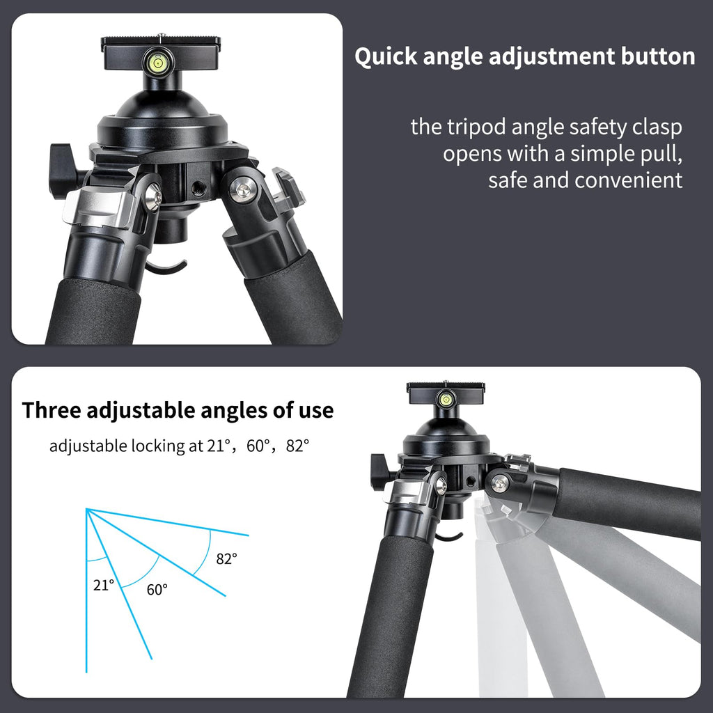 INNOREL P404C 72" Carbon Fiber Tripod for Hunting with Arca Swiss Dovetail Mount and 360° Ballhead(2.5"), 40mm Tube Tripods with Heavy Duty Construction for Photography and Outdoors, Load 88lb/40kg
