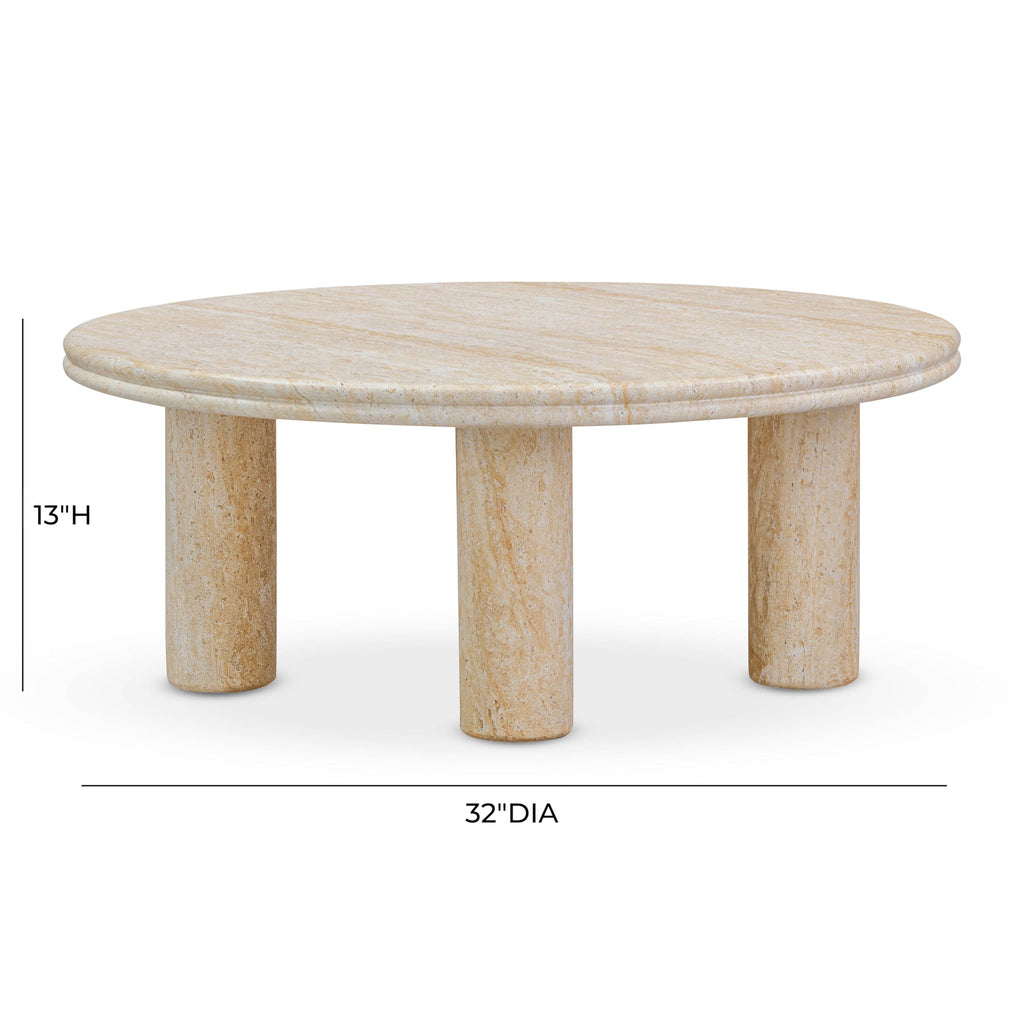 Tov Furniture Amora Faux Travertine 32" Round Accent Table