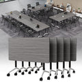 Folding Conference Table with Wheels, Flip Top Conference Room Table, Modular Mobile Training & Meeting Room Table Set, Space Saving Nesting Office Boardroom Desk for 6-12 Person, Set of 2/4/6/8