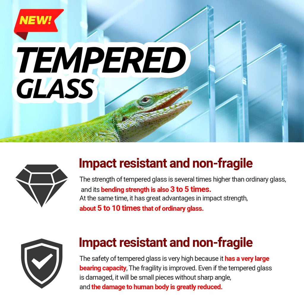 REPTI ZOO Reptile Tempered Glass Extra-Long Terrarium Habitats 48" x 18" x 18" Reptile Amphibians Large Enclosure for Snake/Bearded Dragon/Lizard ect.