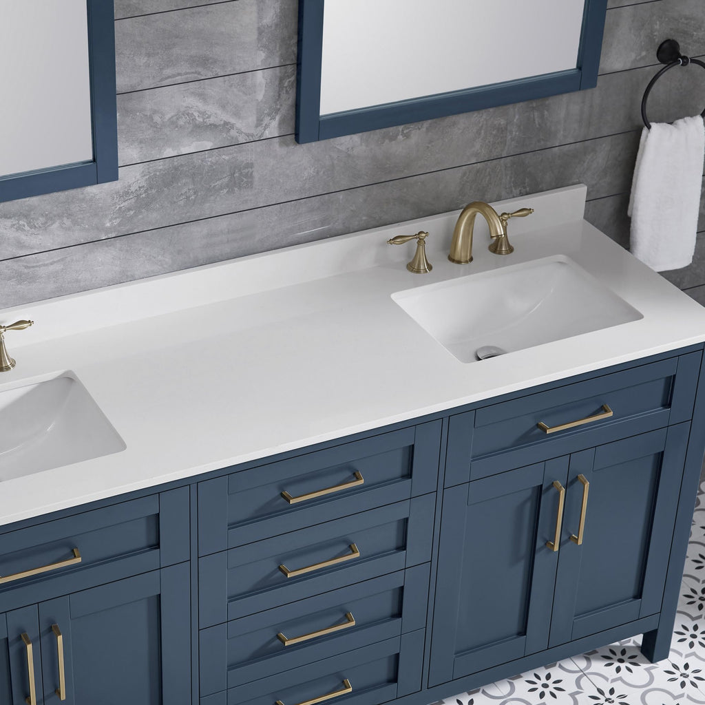 OVE Decors Tahoe 72 Midnight Blue Double Vanity with White Cultured Marble Countertop