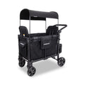 WonderFold W2 Elite Pro Stroller Wagon - Foldable Wagon with Aluminum Frame - Adjustable Canopy & Push Handle - All-Terrain Wheels - for Babies, Toddlers & Kids - 4 Seater - Jet Black