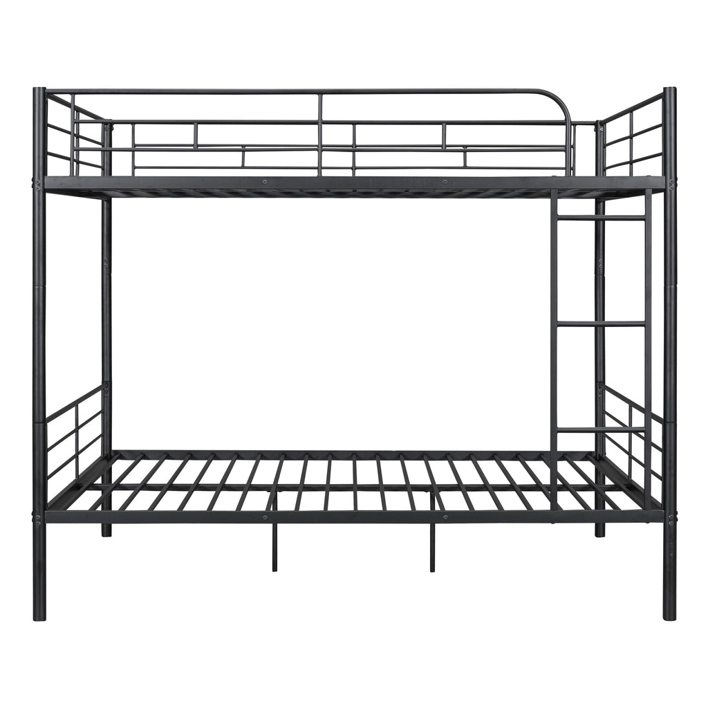 Merax Full Over Full Bunk Bed with Ladder and Guardrails, Black Modern Heavy Metal Bunk Bed Frame for Boys Girls Teens