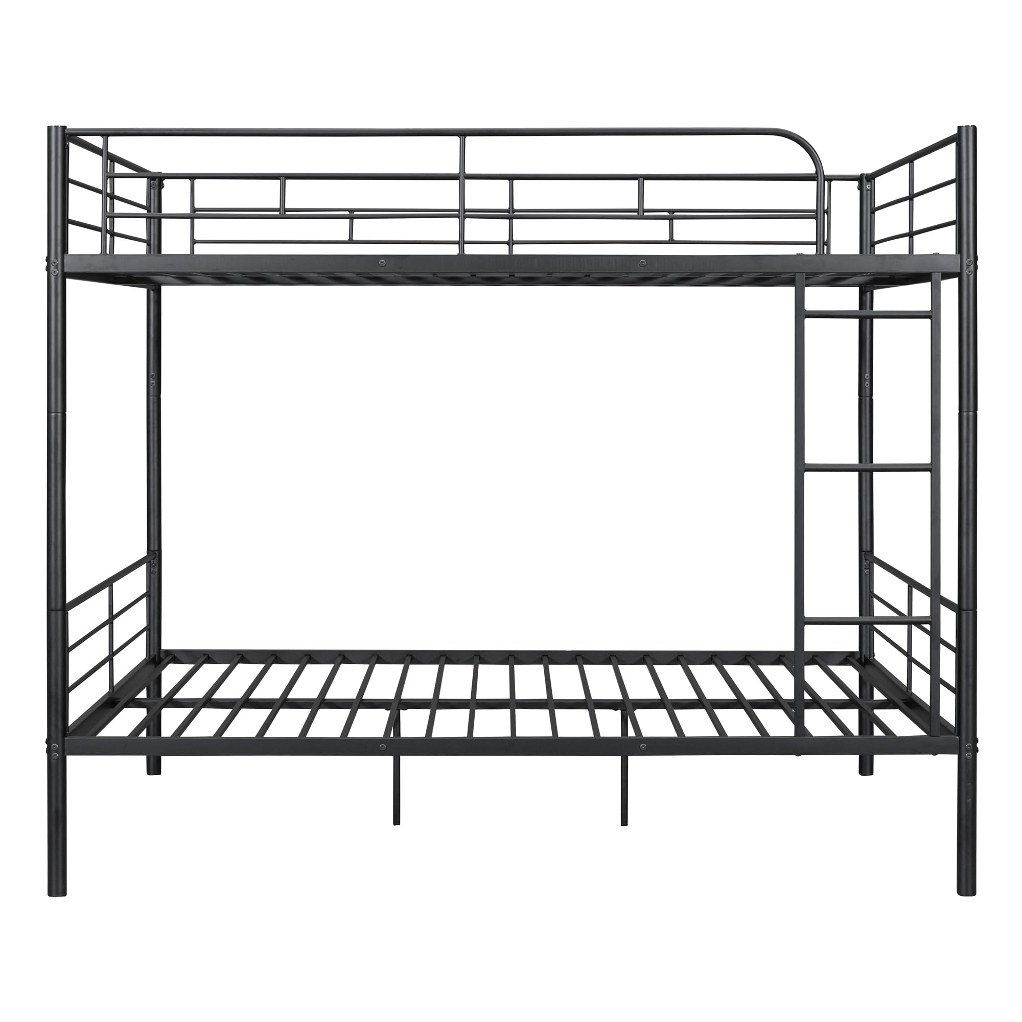 Merax Full Over Full Bunk Bed with Ladder and Guardrails, Black Modern Heavy Metal Bunk Bed Frame for Boys Girls Teens
