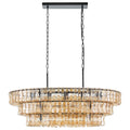 VANZARLA Large Modern Chandelier with Unique Amber Glass Shade, 3-Tier Dining Room Light Fixture, Farmhouse Chandelier for Kitchen Island Living Room Foyer