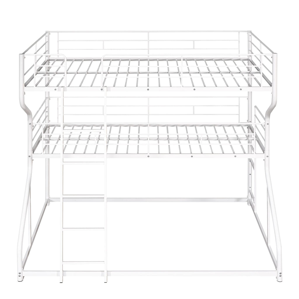 Merax Full XL Over Twin XL Over Queen Size Metal Triple Bunk Bed Frame with Ladder for Kids, Industrial Style Bunk Bed, Easy Assembly, No Box Spring Needed, for Kid's Room or Dormitory, White