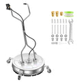 24" Pressure Washer Surface Cleaner with 4 Wheels - Stainless Steel Dual Handle Surface Cleaner for Pressure Washer Attachment for Concrete, Patio, Sidewalk, Deck and Driveways - PWS 24