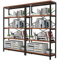 Himimi Industrial Bookshelf 5-Tier Set of 2, Bookcase 58" H Ladder Shelf, Storage Shelves Rack Shelf Unit, Accent Furniture Metal Frame, Home Office Furniture, Vintage Brown（2PCS）