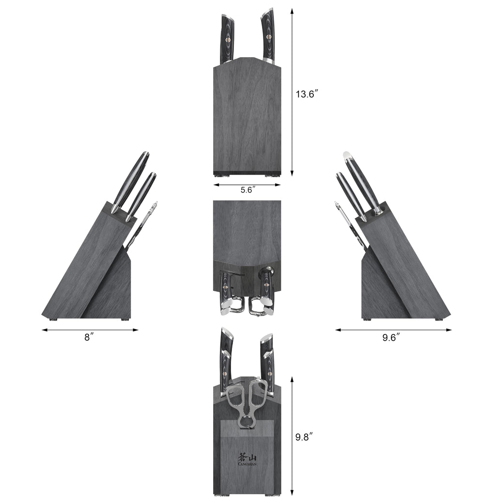 Cangshan KURO Series 6-Piece Knife Block Set, High Carbon X-7 Damascus Steel, Gray, 504333