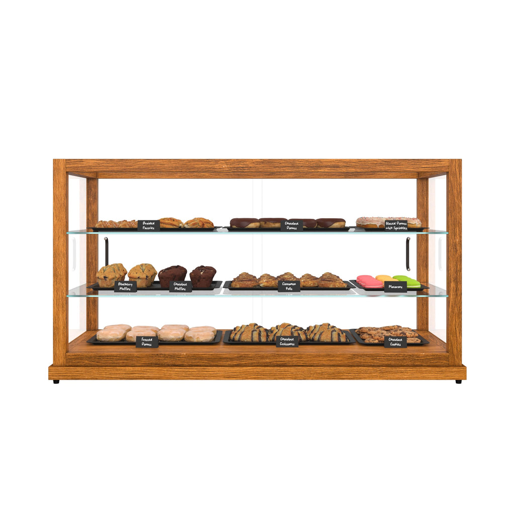 KoolMore 44 in. Horizontal Light Wood Countertop Dry Bakery Display Case, Large Bread, Pastry and Dessert Display with Tempered Glass