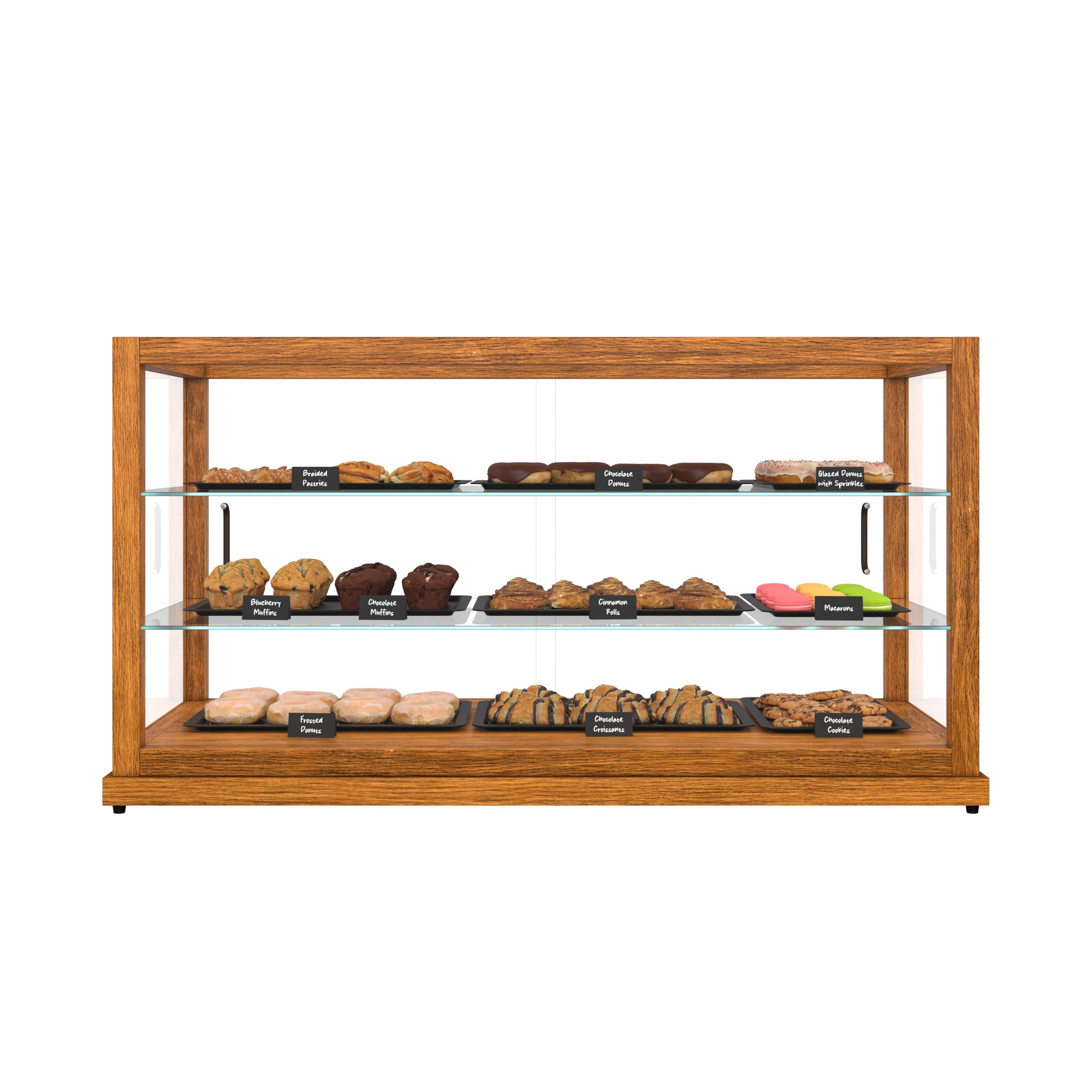 KoolMore 44 in. Horizontal Light Wood Countertop Dry Bakery Display Case, Large Bread, Pastry and Dessert Display with Tempered Glass
