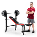 Marcy Pro Standard Weight Bench with 100 lbs Vinyl-Coated Weight Set PM-2084, Flat