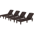 YITAHOME Outdoor Chaise Lounge Chair, Plastic Pool Chaise Lounge with 5-Position Backrest, Easy Assembly & Waterproof for Patio & Poolside, Set of 4, Brown