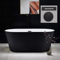 WOODBRIDGE 59" Acrylic Freestanding Bathtub Contemporary Soaking Tub with Matte Black Overflow and Drain,Black