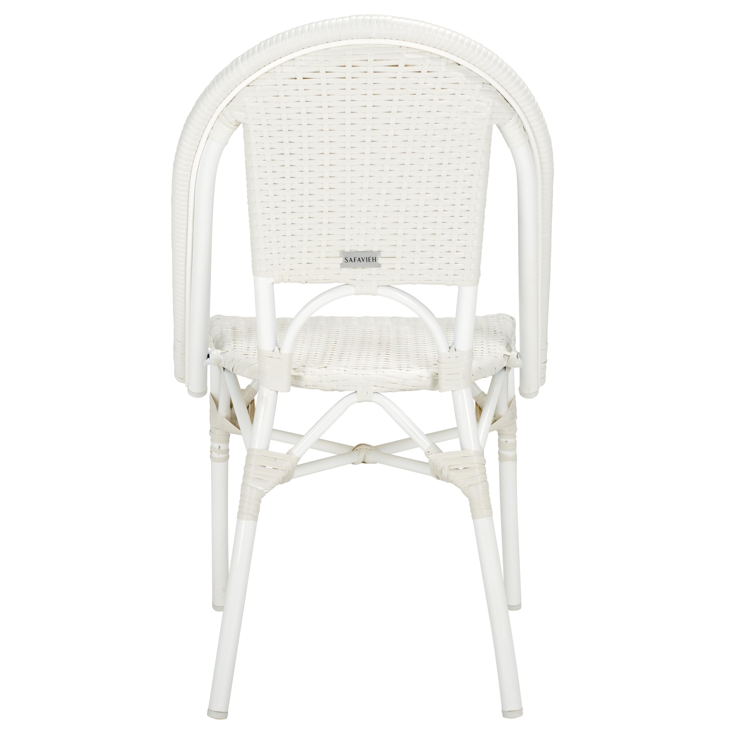 SAFAVIEH Outdoor - Torino Bistro Chair Set of 2 - White - Faux Wicker & Aluminum Frame - Bistro Side Chair Design - Ideal for Patio, Deck, Sunroom, Dining Area, 18" Seat Height (PAT7550C-SET2)