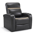 MCombo Power Recliner Chairs, Leather Recliner Chair for Adults, Home Theater Seating with Adjustable Headrest, USB Ports, LED Light & Armrest Storage, Recliners for Living Room HTS400 (Neutral Grey)