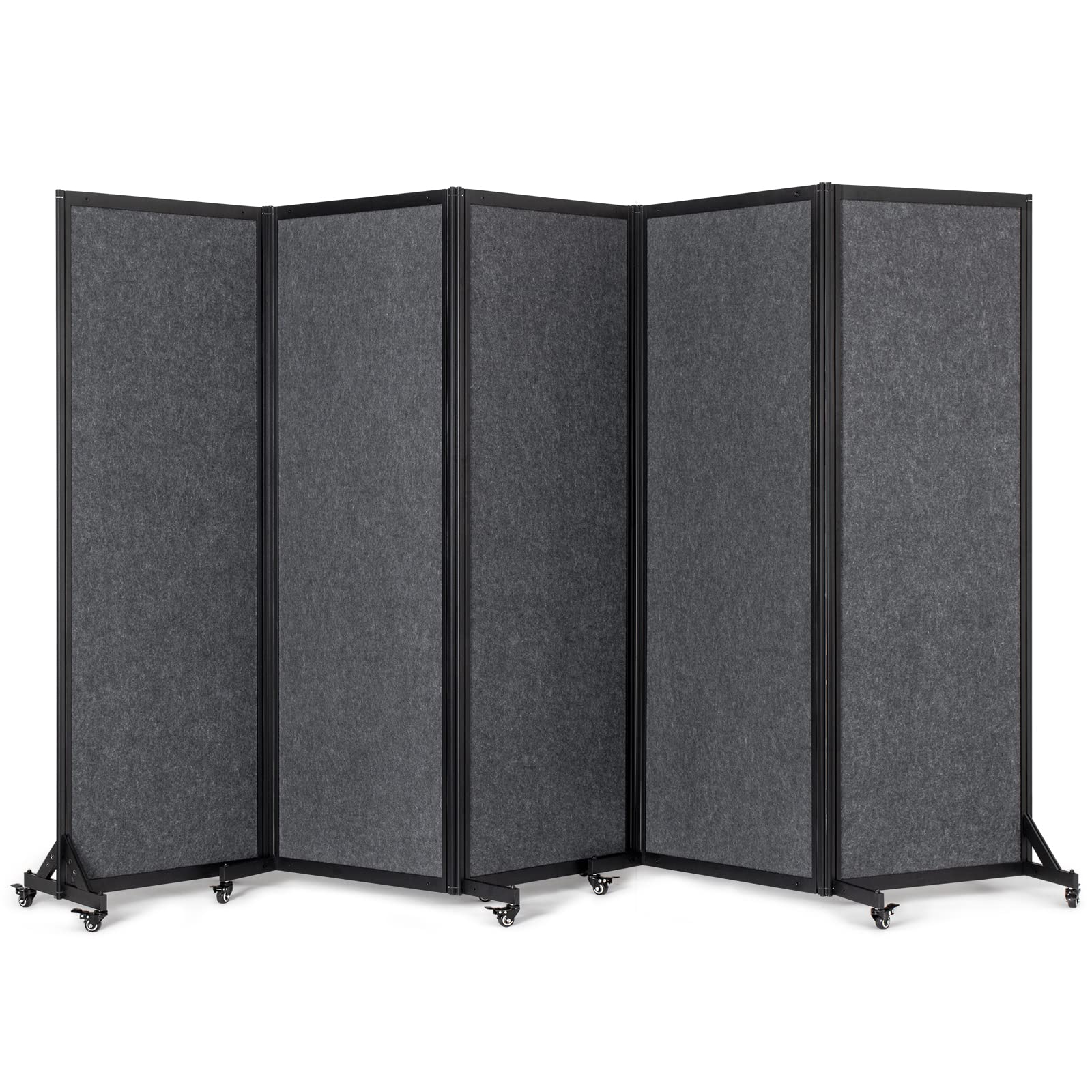 Strongbird Office Divider,Room Partition, Privacy Partition Separator,Portable Commercial Screen Dividers,Classroom School Dividers,10'6"W x 6'7"H,5 Panel,Grey