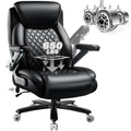 650LBS Big and Tall Office Chair with 5D Flip Arms and Thick Pocket Spring Cushion, Extra Wide Heavy Duty Office Chair & Adjustable Lumbar Support, Large High Back Computer Chair Dual Rubber Wheel
