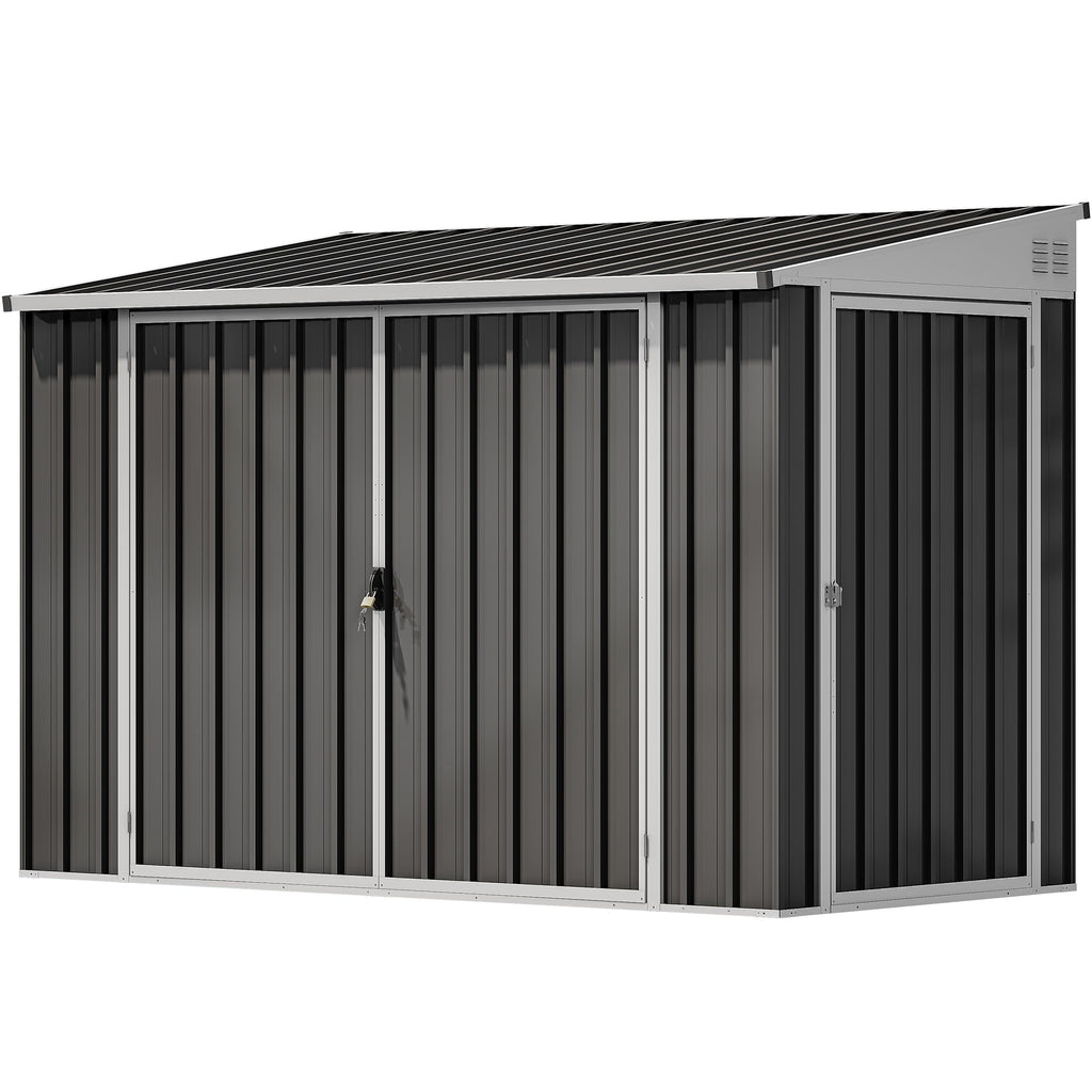 DWVO 7x4 FT Outdoor Weatherproof Storage Shed, Secure Metal Bike Shed w/Lockable Entry, Garden Storage Solution for Lawn Equipment, Tools, Waste Bin, Dark Gray