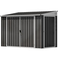 DWVO 7x4 FT Outdoor Weatherproof Storage Shed, Secure Metal Bike Shed w/Lockable Entry, Garden Storage Solution for Lawn Equipment, Tools, Waste Bin, Dark Gray