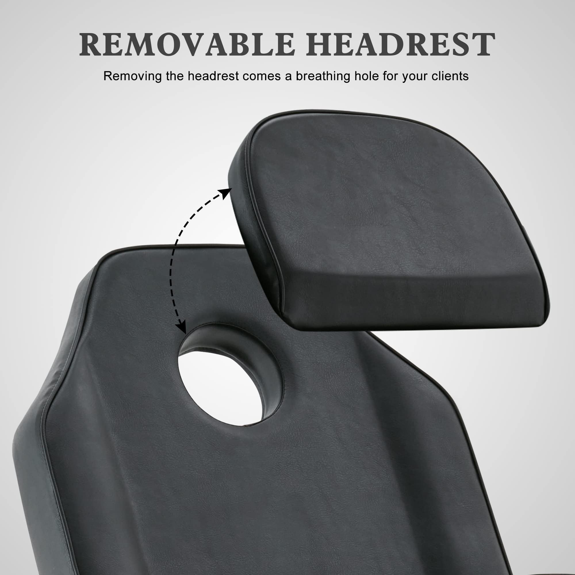 BarberPub Hydraulic Massage Bed Height Adjustable Tattoo SPA Chair Multi-Functional Facial Table Beauty Equipment for Salon 2753 (Black) (Black)