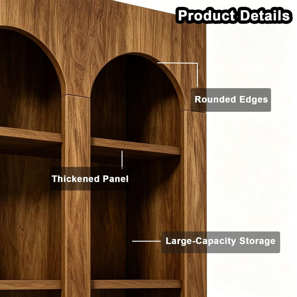 GTYLOPEE Arched 5-Tier Bookcase-Farmhouse Open Storage Bookshelf with 15 Cubbies Tall Freestanding Display Shelf for Living Room Home Office Bedroom(Black)