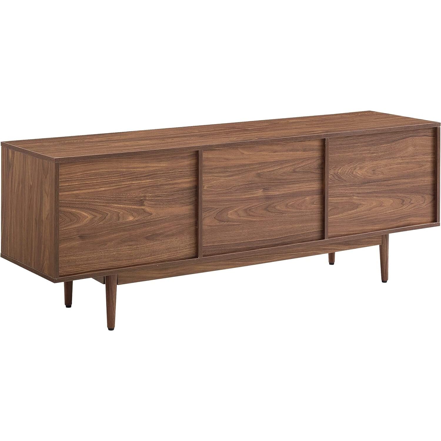 Maykoosh French Record Storage Console - Adjustable Rustic Cabinet for Vinyl & Media Large/Walnut