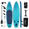 Inflatable Stand Up Paddle Board 11'×34" Extra Wide SUP, Ultra-Stable for Adults & Dog, 450lbs, Dual Chamber Pump, Fiberglass Paddle, Military Grade Dual Layer, Jellyfish Flow Design（Blue）