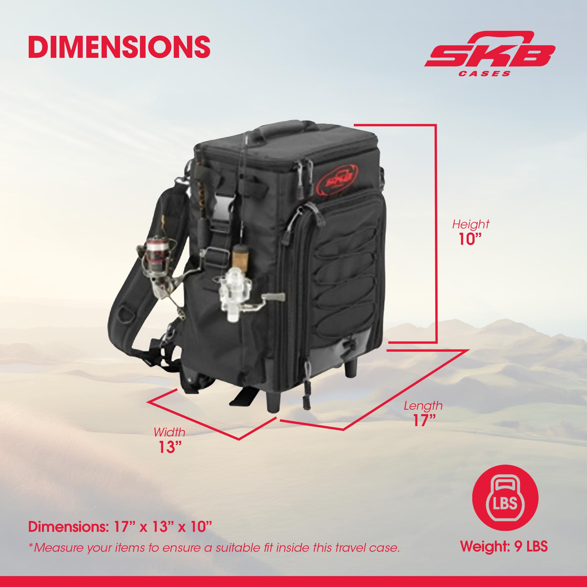 SKB Tak-Pak Backpack with Wheels, Removable Straps, and Retractable Pull Handle, Rolling Tackle Box with 4 Drawers and 5 Exterior Pockets, Black