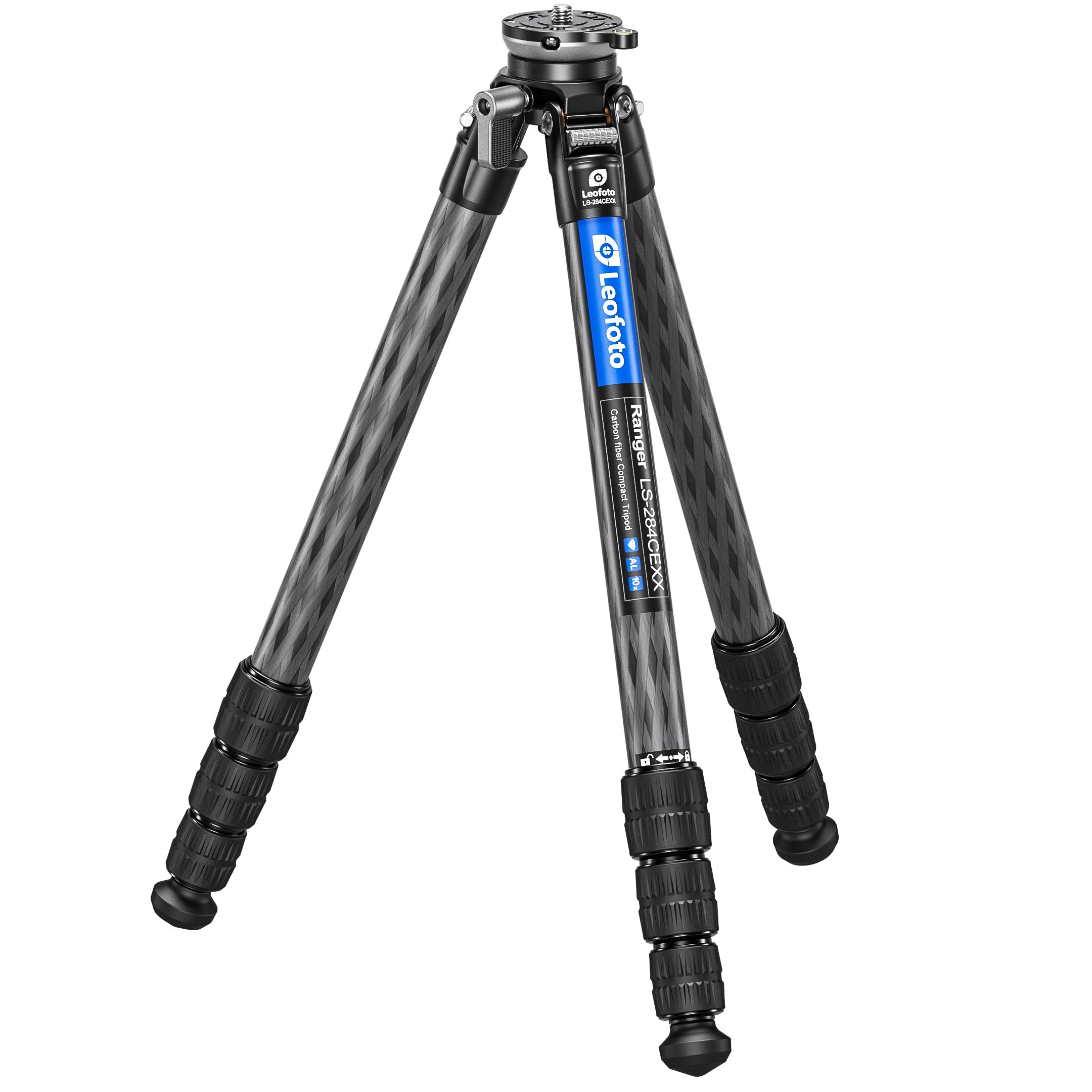 Leofoto LS-284CEXX Travel Tripod w/Built-in Leveling Head, Ranger Series, Carbon Fiber, 4 Leg Sections, Lightweight, Ball Head Optional (Tripod)