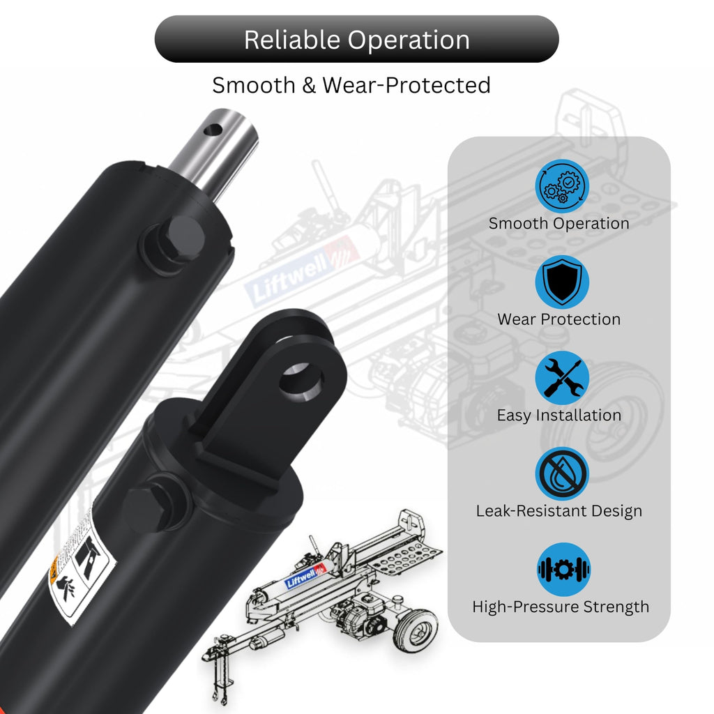 4x24 Hydraulic Log Splitter Cylinder – 4" Bore x 1.75" Rod x 24" Stroke with 1/2" NPT Ports, Welded Double Acting Hydraulic Cylinder for Wood Splitters – Heavy-Duty Log Splitter Cylinder 4x24