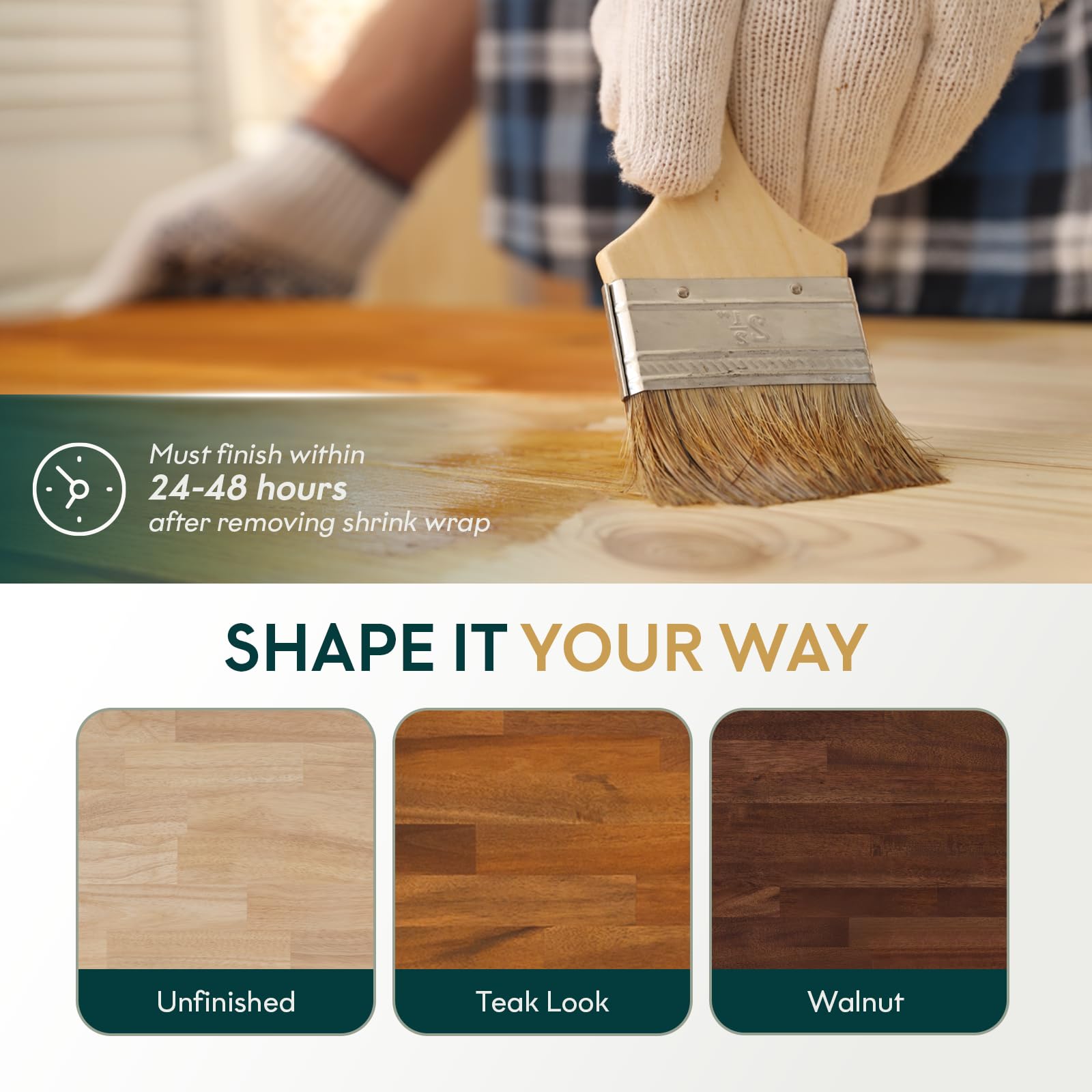 Bme Hevea Solid Wood Butcher Block Countertop in Walnut, Walnut Butcher Block Table Top with UV Finish for DIY Washer Dryer/Island/Kitchen Countertop, 60" L x 25" W x 1.5" Th