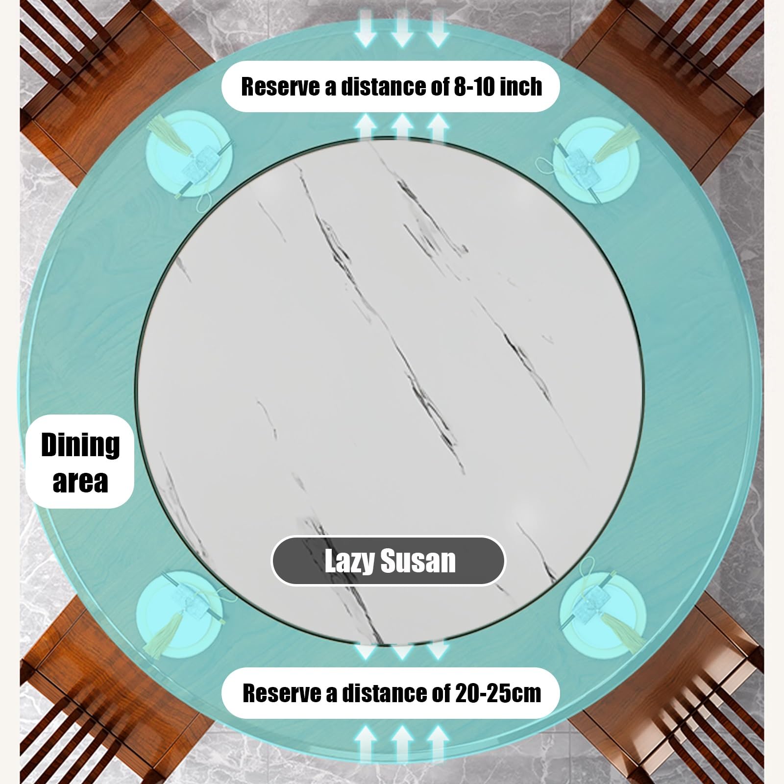 Wood Lazy Susan Rotating Turntable Organizer, Non Skid Kitchen Tray for Cabinet - 43 48 53 58 63 68cm, 73 78 83 88 93 98cm Round Charcuterie Board for Pantry, Countertop